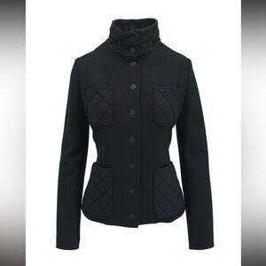 Giorgio Armani (Black Label) Quilted Nero Black Double Jersey Jacket, Size 42